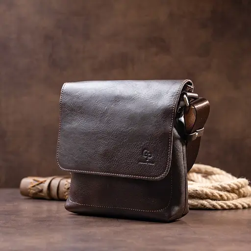 Чоловіча шкіряна сумка GRANDE PELLE 22х22х5,5 см sum0022206 - фото 9