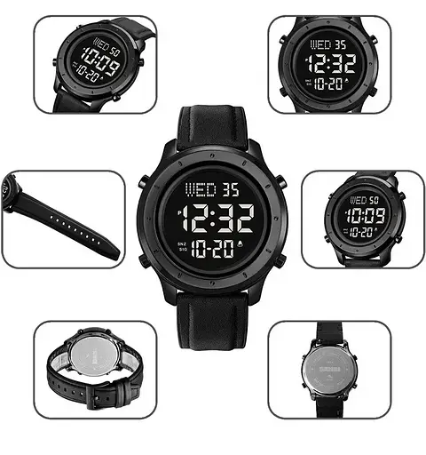 Чоловічий наручний електронний годинник Skmei 1864 (Чорний) - фото 9