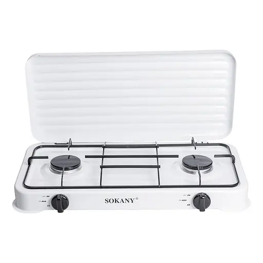 Настільна газова плита Sokany SK-6002W 2 конфорки 4.4 кВт під балонний газ для Білий