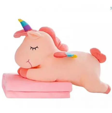 Детский набор Единорог плед розовый мягкая игрушка 60 см с пледом 1,00 x 1,70 м - фото 1