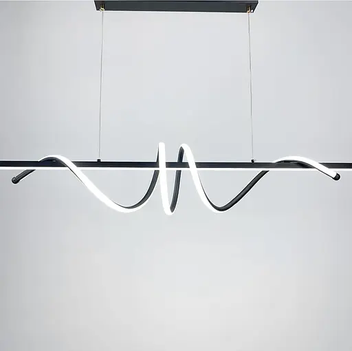 Скандинавська LED люстра у чорному корпусі 120х23 см | Line F | Арт. H24L-1200 BK - фото 3