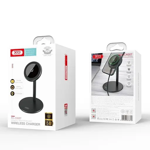 Тримач для телефона з функцією Fast charge XO (CX007) Magnetic 15W настільнийчорний - фото 4