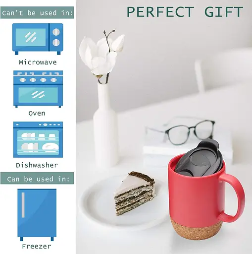 Керамічний кавовий кухоль OldBro REd 400 мл з ізольованим корковим дном і кришкою - фото 6