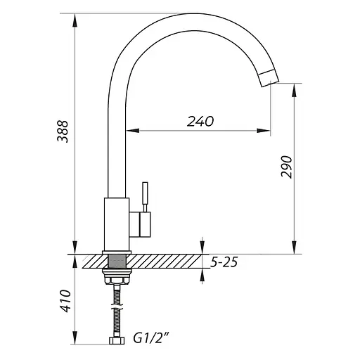 Змішувач для кухні Zerix SUS LL1480 Нержавіюча сталь - фото 2