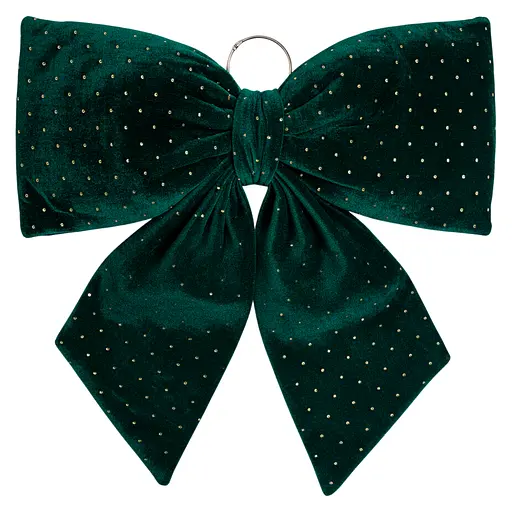 Оксамитовий бант для декору Yiwu зі стразами на ялинку та двері 55×70 (см) Зелений CR-2-9