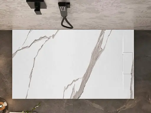 Душовий піддон Rea Bazalt 80x100 carrara white REA-K7000 Мармур - фото 5