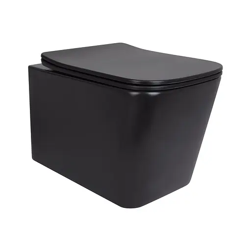 Унитаз подвесной Qtap Tern New Ultra Quiet с сиденьем с сиденьем Soft-Close Black matt QT17332303ASMB, Черный матовый - фото 1