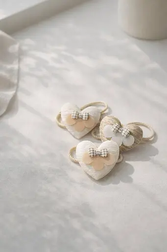 Набір декоративних гумок для волосся з м'якими сердечками та бантиками 20 шт. - фото 2