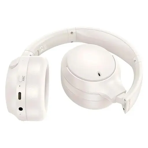 Бездротові навушники Borofone BO31 Prestige active noise reduction BT headphones, BT5.4, ANC, AUX, BT, 400mAh, 38h Max, Milky white - фото 2