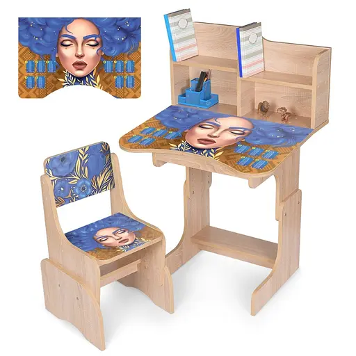 Детская парта N 2071-6-3 дерево, со стульчиком