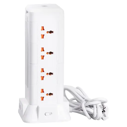 Сетевой фильтр-удлинитель Yiwu HP-5-9MF TOWER B24 2,8 м 12 розеток 3USB + 1PD LED-лампа белый  - фото 8