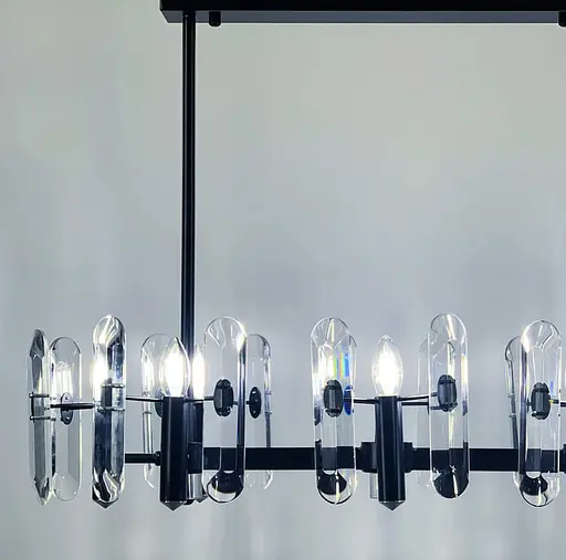 Люстра в черном цвете удлиненного корпуса с удлиненными камешками Line.F MD 2008-B L - фото 2