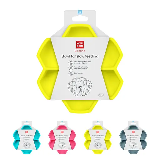 Миска для медленного питания Waudog Silicone 750 мл желтый - фото 2