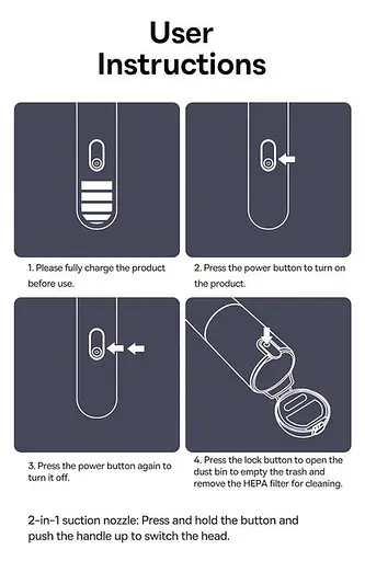 Бездротовий автопилосос Baseus A0 Pro Car Vacuum Cleaner - фото 8