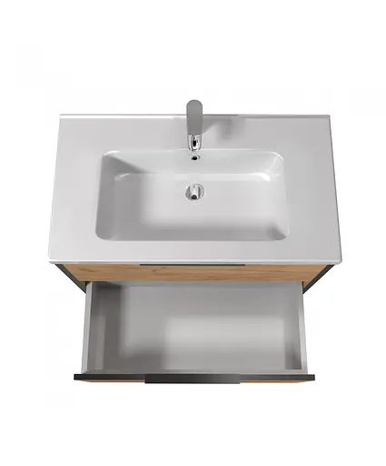 Тумба Мойдодир Line Craft 80 з умивальником Rodeo 80 дуб крафт/Чорний - фото 5