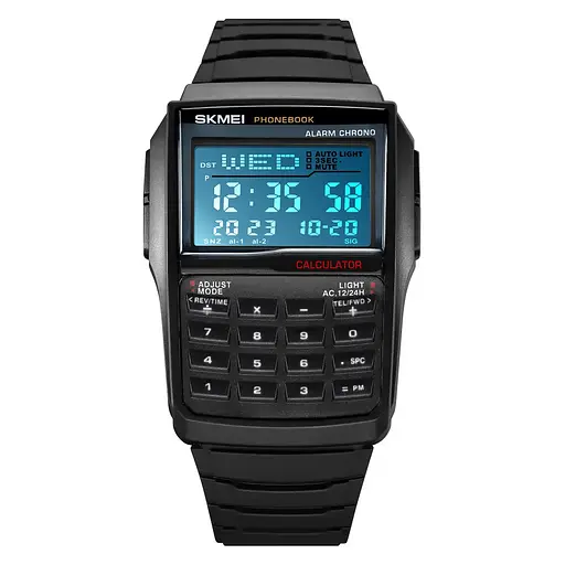 Чоловічий наручний годинник з калькулятором Skmei 2255 (Чорний) - фото 2