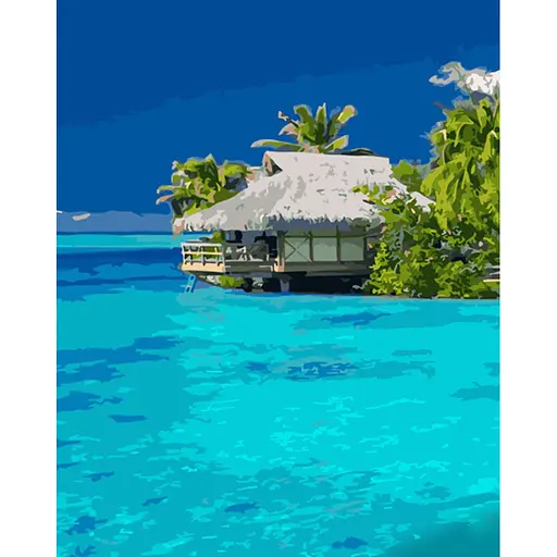 Картина по номерам Strateg ПРЕМИУМ Домик в океане с лаком размером 40х50 см (GS1299) 4823113855253 - фото 1