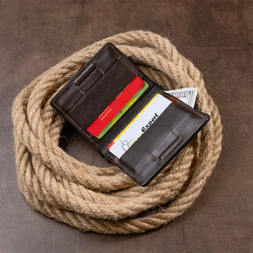 Мужской кожаный кошелек Grande Pelle 9х10х1 см acs0016024 - фото 8