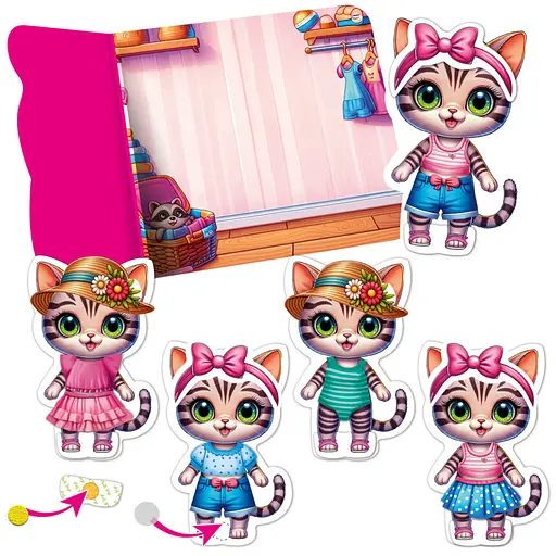 Гра розвиваюча з липучками "Кошеня" Vladi Toys VT1320-03, 10 елементів одягу - фото 2