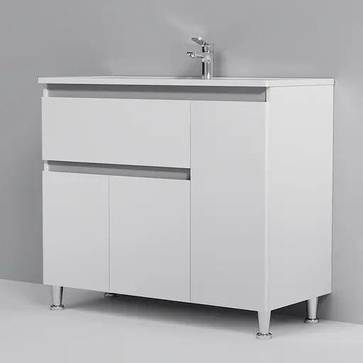 Тумба з умивальником AM.PM X-Joy підлогова 100 см права 1 ящик білий M85-FSR10036-WC10036WG38 Білий - фото 4