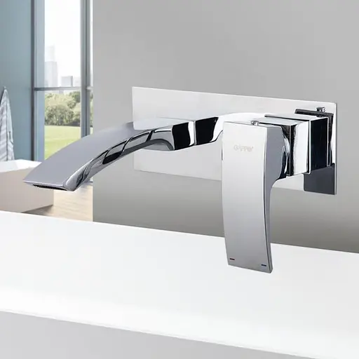 G1007-2 Змішувач для умивальника одноричажний настінний латунний корпус Ø35 хром Gappo 1/8 Хром - фото 2