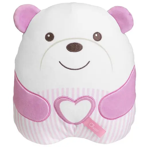 Мягкая музыкальная игрушка-ночник Chicco Успокаивающий медвежонок 25 см розовый (12266.10)