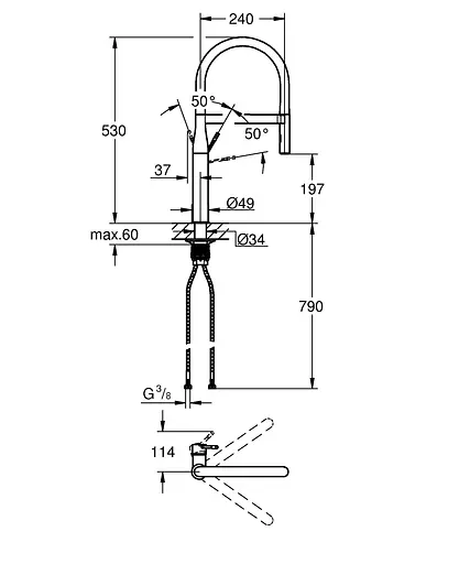 Смеситель для кухни Grohe Essence 30503KF0 Черный матовый - фото 2