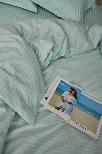 Пододеяльник Moon&Star Satin Stripe Stripe Mint Двуспальный 175x210 см - фото 4