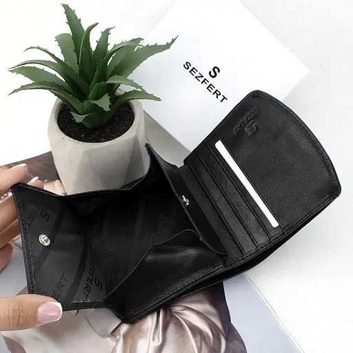 Жіночий шкіряний гаманець Sezfert 13703-1 маленький чорний - фото 5