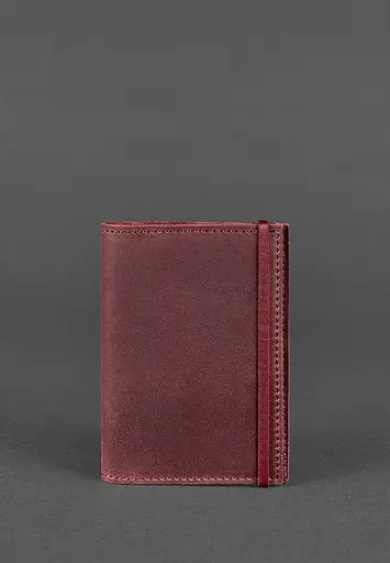 Шкіряна обкладинка для паспорта 1.0 бордова Crazy Horse - фото 2