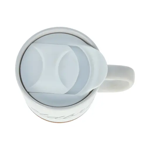 Керамічний кавовий кухоль OldBro White 400 мл з ізольованим корковим дном і кришкою - фото 3