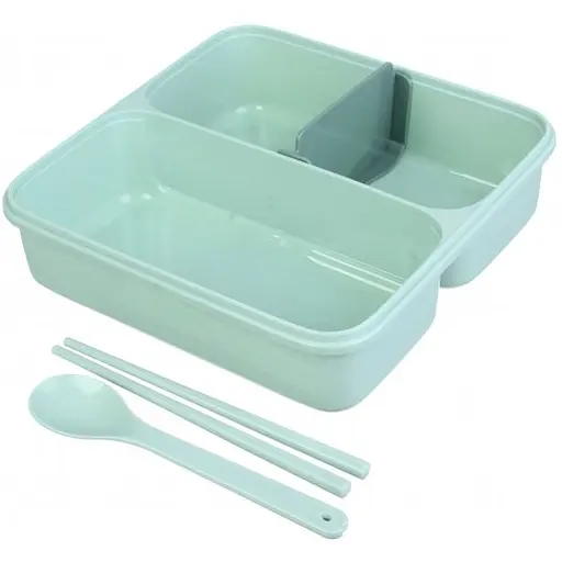 Ланч-бокс Laprida yakada з ложкою та паличками 1100 мл зелений (64-637) - фото 2