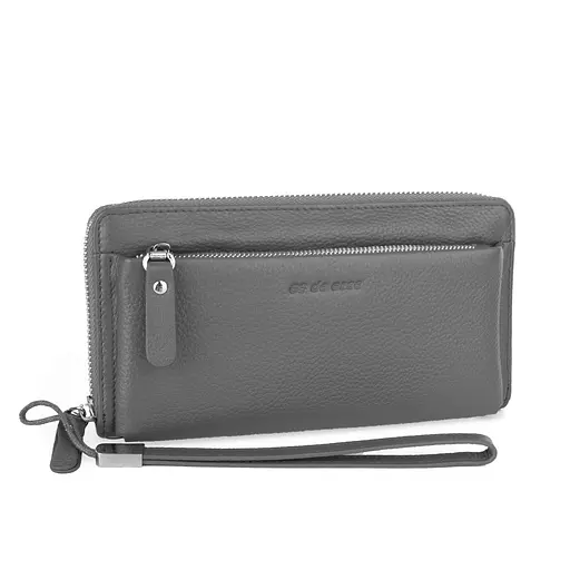 Гаманець-клатч жіночий шкіряний De Esse LC14238-GD35 з ручкою сірий - фото 1