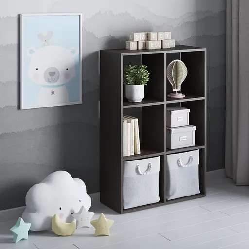 Полка для книг Vays cтеллаж для дома на 6 ячеек M-58 Венге Темный