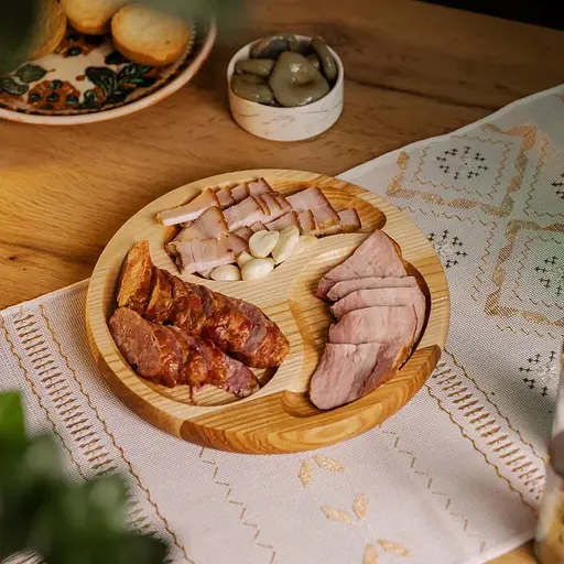 Менажница из дерева Lugi 25 см круглая тарелка с 3 отсеками (из ясеня) T10W250 - фото 3