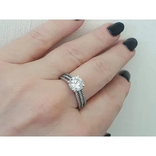 Срібне кільце Агні ФРЕЗІЯ з фіанітами. 1008/1Р-CZ 19 - фото 2