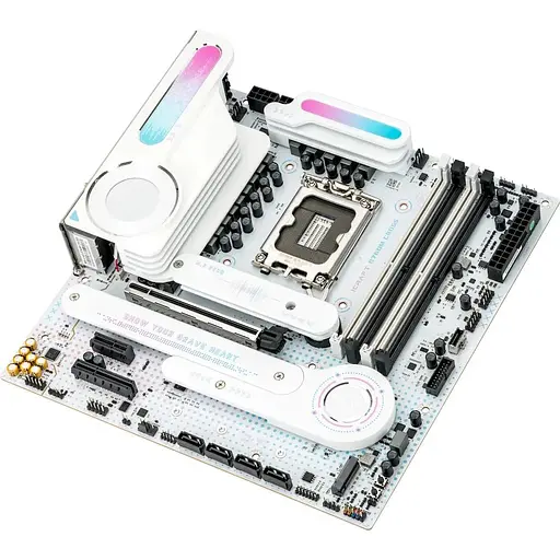 Материнская плата Maxsun LGA1700, iCraft B760M CROSS, B760, 4xDDR5, Int.Video(CPU), 4xSATA3, 1xPCI-E 16x 5.0, 1xPCI-E 4x 3.0, 1xPCI-E 1x, 3xM.2 4.0, RTL8125B, 4xUSB3.2/4xUSB2.0, 1xUSB TypeC 3.2, DP/HDMI, WiFi 6E+BT5.3, 14phase, ARGB,MicroATX(MS-iCraft B760M CROSS - фото 3