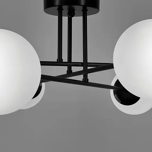 Люстра у чорному корпусі із 6-ма білими плафонами Ø 77 см | Line F | Арт. S7072/6 BK+WT - фото 5