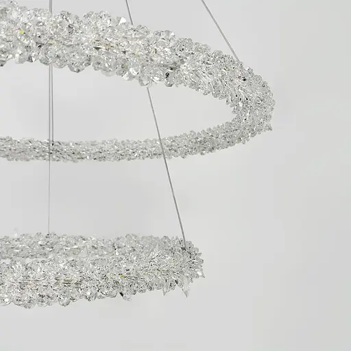Невероятная хрустальная подвесная люстра Ø 60+40 см Ст. MD9105R-600+400 CH | Line F - фото 2