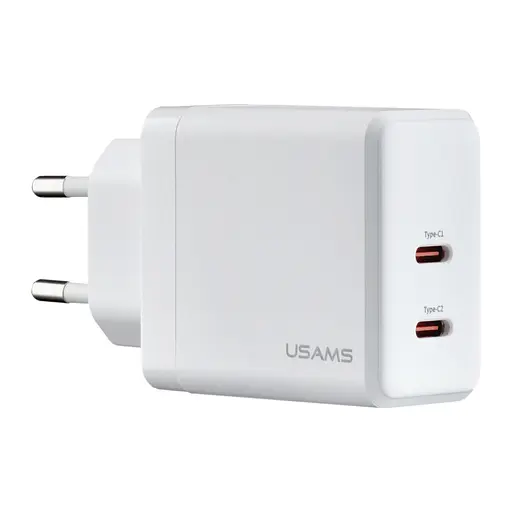 Сетевое зарядное устройство для Usams CC172 T54 40W Dual Type-C Ports GaN Fast Charger (EU) Белый - фото 1
