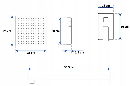 Душова система прихованого монтажу Rea Fenix ​​black чорний матовий REA-P6920, Чорний матовий - фото 12