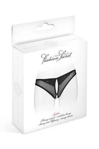 Трусики с жемчугом и доступом Fashion Secret Sophie Black One size - фото 3