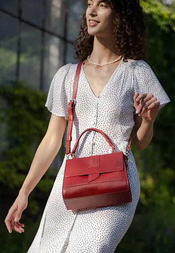 Жіноча шкіряна сумка Ester червона - фото 6