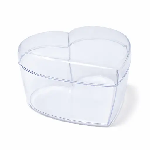 Пластиковая прозрачная коробка-контейнер для десертов с крышкой в форме сердца 9×8.5×2.5 см, многоразовая, набор 5 шт Прозрачный 88310 - фото 1