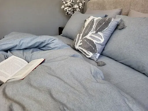 Комплект постельного белья Washed Cotton из вареного хлопка Серый Slate Gray - двуспальный - фото 3