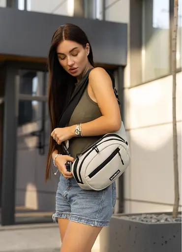 Сумка через плечо женская бананка Sambag Flex серая 30×17×10 см (85351030) - фото 1