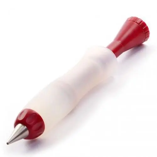 Шприц кулинарный кондитерский силиконовый с носиком из нержавеющей стали для шоколада 20 см, Kitchen Master Красный 85119 - фото 2