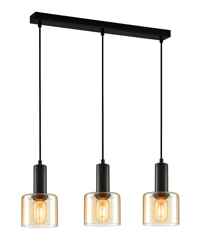 Підвісний світильник, люстра Italux PND-65342-3-BK+AMB Santia E27 3x40W IP20 чорний - фото 1