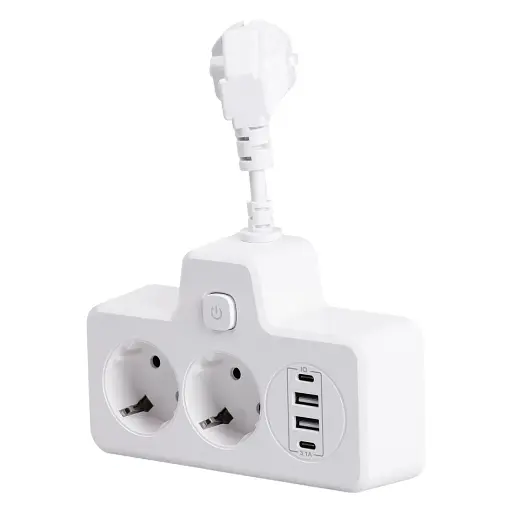 Мережевий фільтр-розгалужувач Yiwu HP-5-17 SNAILS BKL-502 EU на 2 розетки LED 4 USB білий  - фото 3