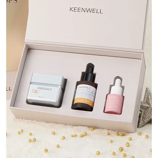 Набір для обличчя Keenwell Snow Drops Oxidance молодість та сяяння шкіри: крем + сироватка для обличчя + сироватка для очей - фото 2